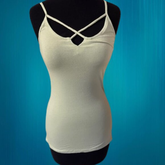 Zenana Outfitters Tops - Moss V Cut Tank with Back Strap